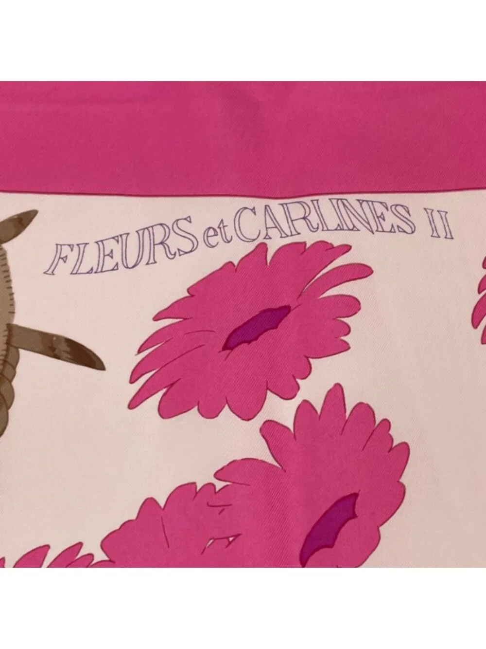Hermes Scarf Carre 90 Square Pink Multicolor Floral Silk 100% Fleurs Et Carlines - Picture 6 of 8